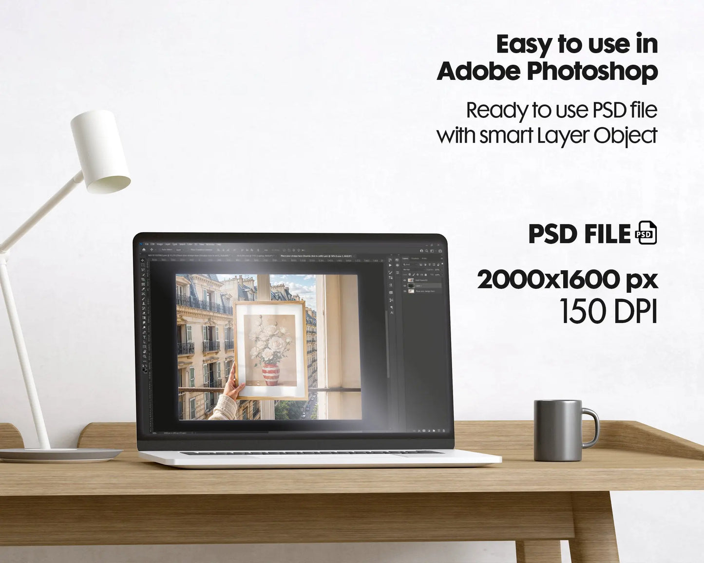 Woman Holding Frame Mockups | Landscape Horizontal Wood Frame Mockup with person | Digital Prints, and Poster Shop Mockup