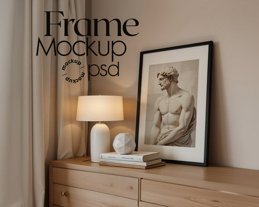 Vertical Frame Mockup in Home Interior | Frame Mockup PSD | Interior Wall Poster | Wood Frame Mockup