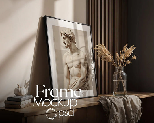 Vertical Frame Mockup in Home Interior | Frame Mockup Frames | Interior Poster Mockup PSD | Interior Poster Shop Mockup
