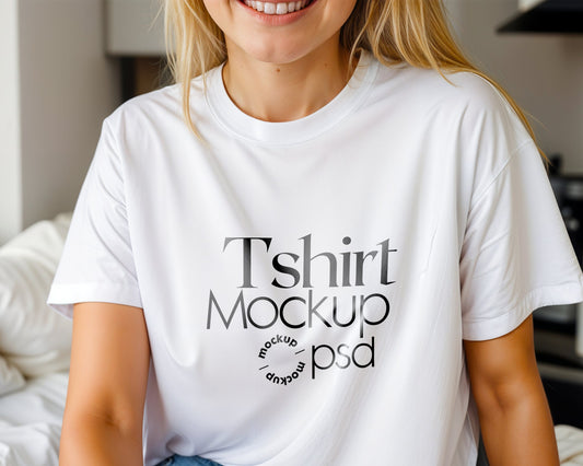 Gildan 64000 White, Gildan T-shirt Mockup PSD , Gildan 64000 Model Mockup PSD, White Shirt Mock, Minimalistic Mockup PSD
