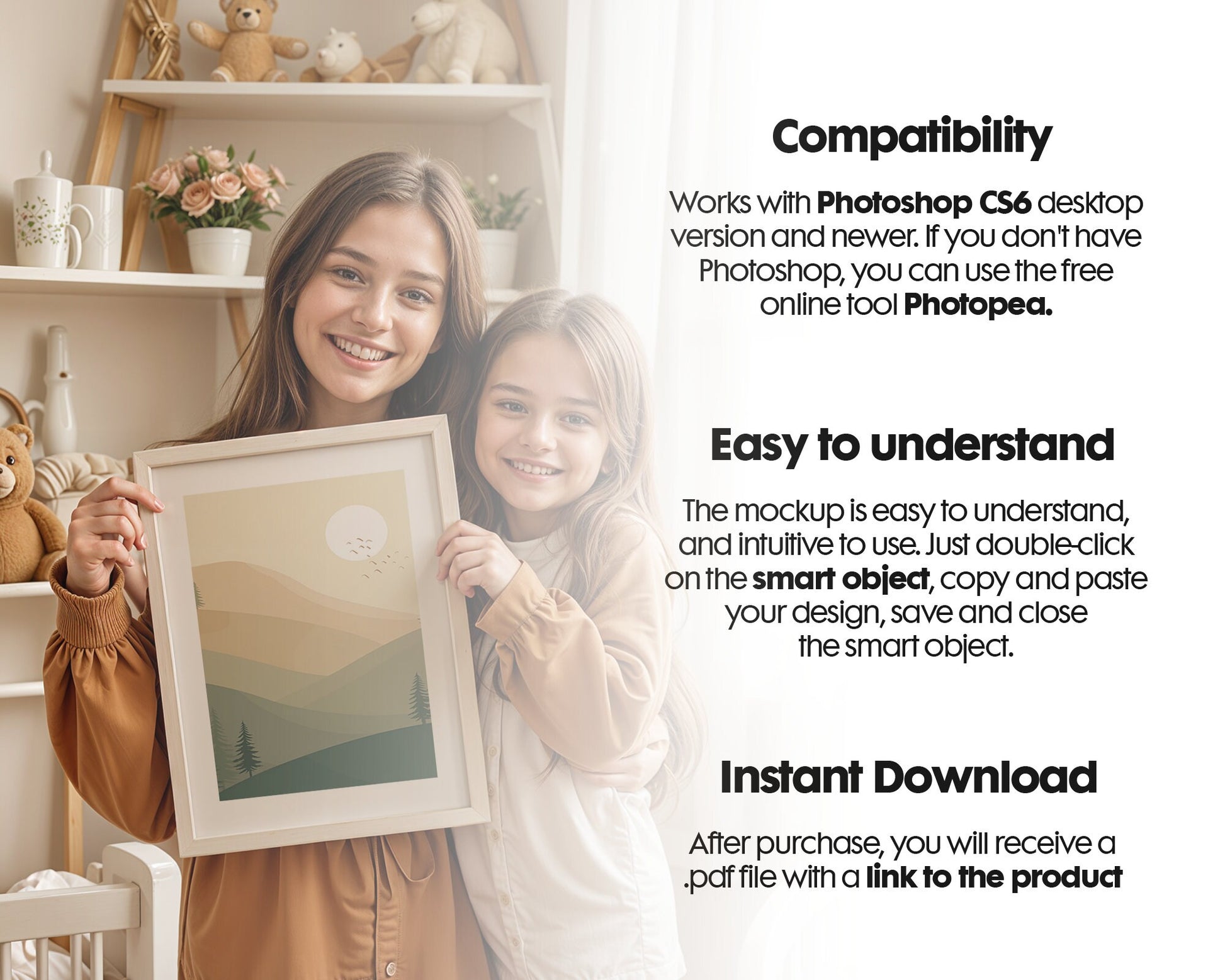 Frame Nursery Mockup in Home Interior PSD | Nursery Frame Mockup Frames | Nursery Wall Poster | Poster Shop Mockup