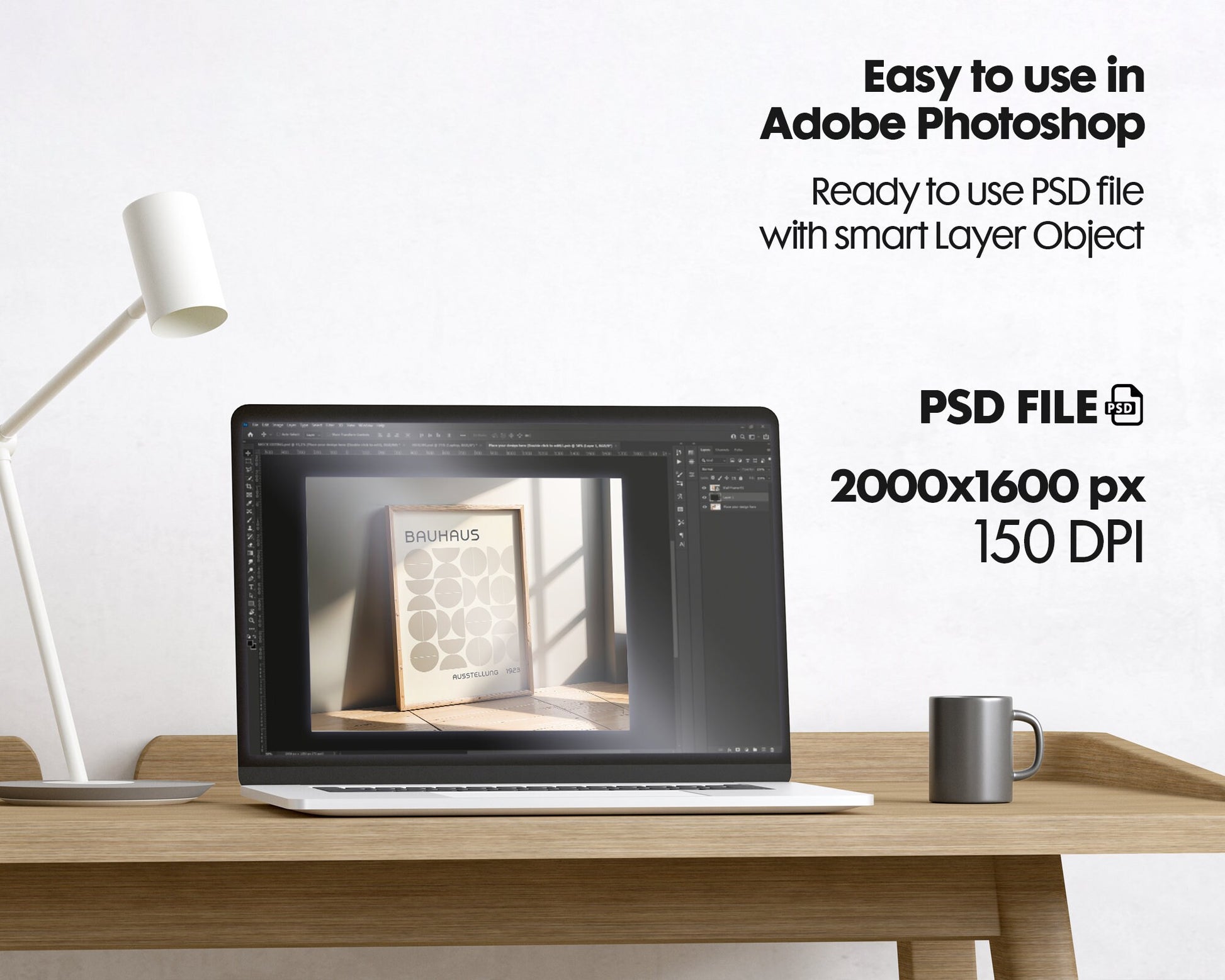 Artwork Mockup PSD | Framed Poster Mockup. DIN A Frame Mock–Up | PSD Photoshop Photopea Mockup. Frame Mockup Home Interior