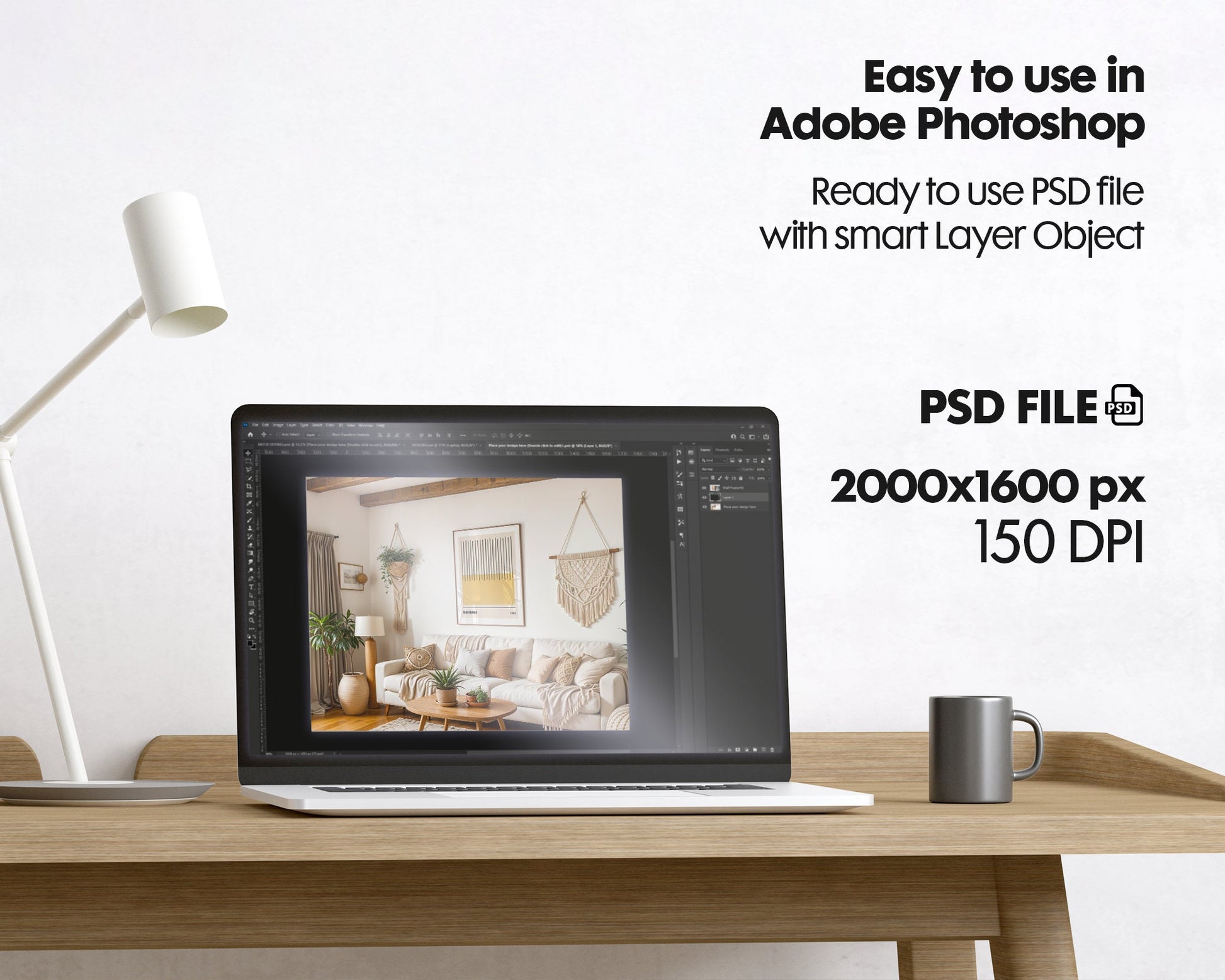 Artwork Mockup PSD | Framed Poster Mockup. DIN A Frame Mock–Up | PSD Photoshop Photopea Mockup. Frame Mockup Home Interior