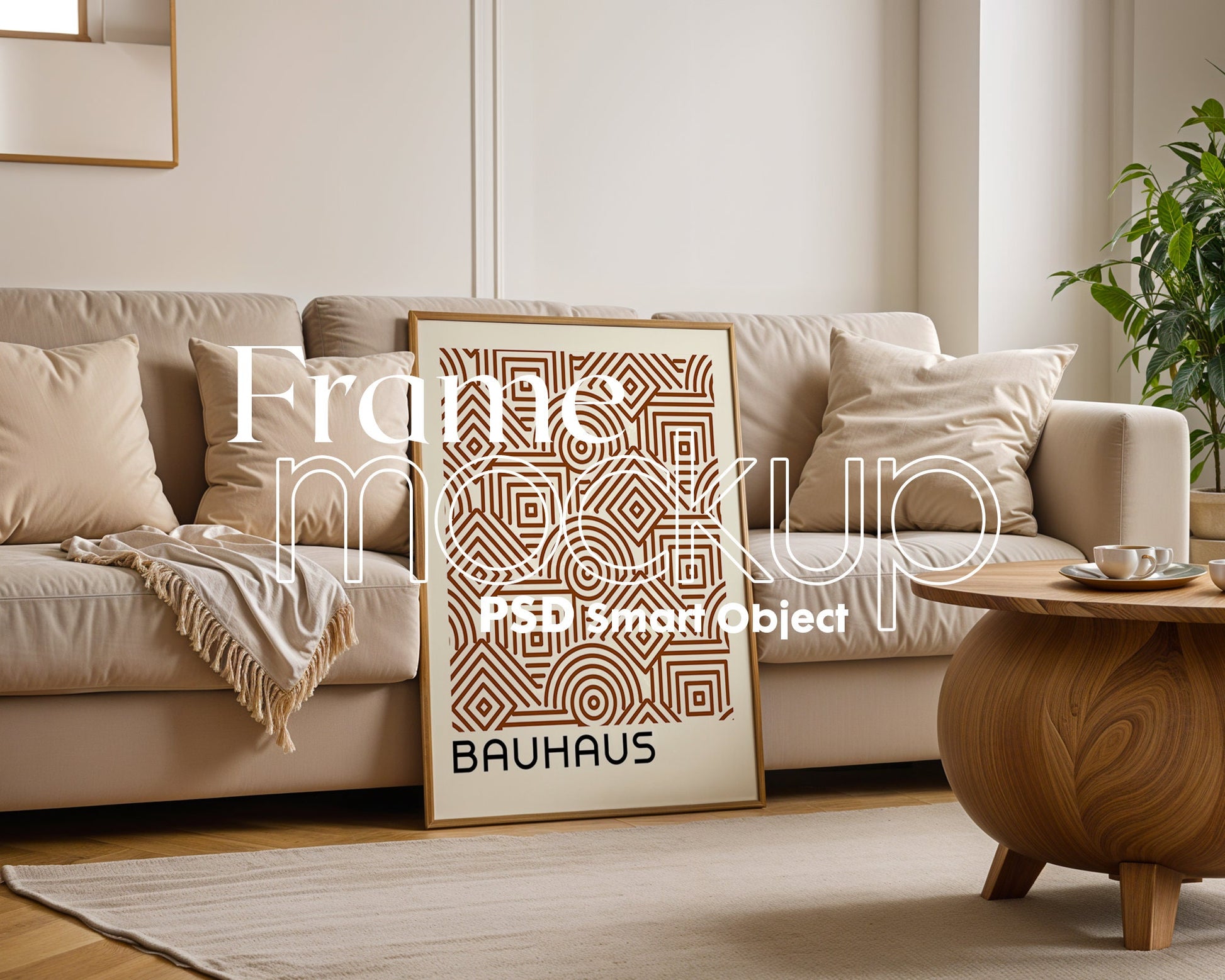 Artwork Mockup PSD | Framed Poster Mockup. DIN A Frame Mock–Up | PSD Photoshop Photopea Mockup. Frame Mockup Home Interior