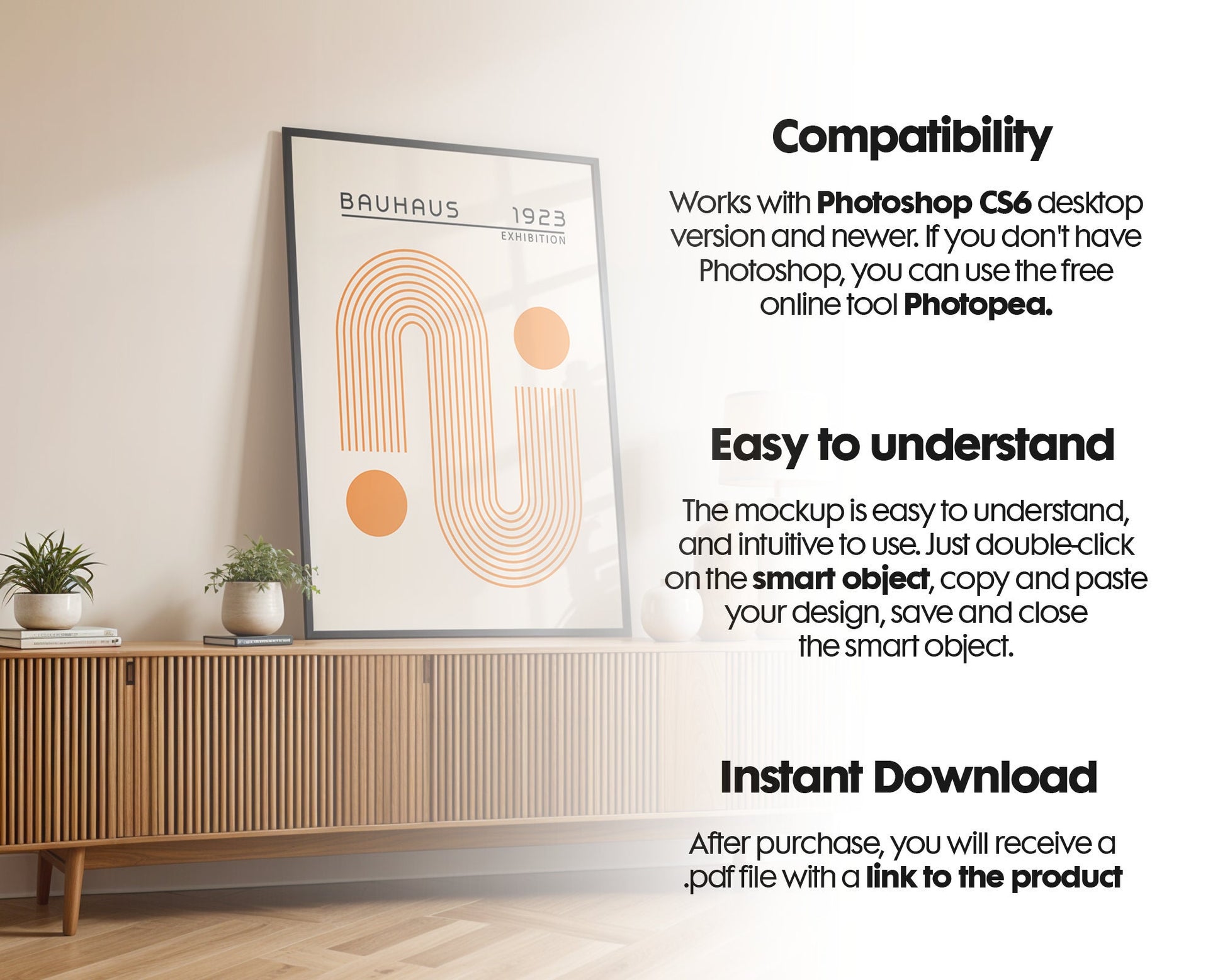 Artwork Mockup PSD | Framed Poster Mockup. DIN A Frame Mock–Up | PSD Photoshop Photopea Mockup. Frame Mockup Home Interior