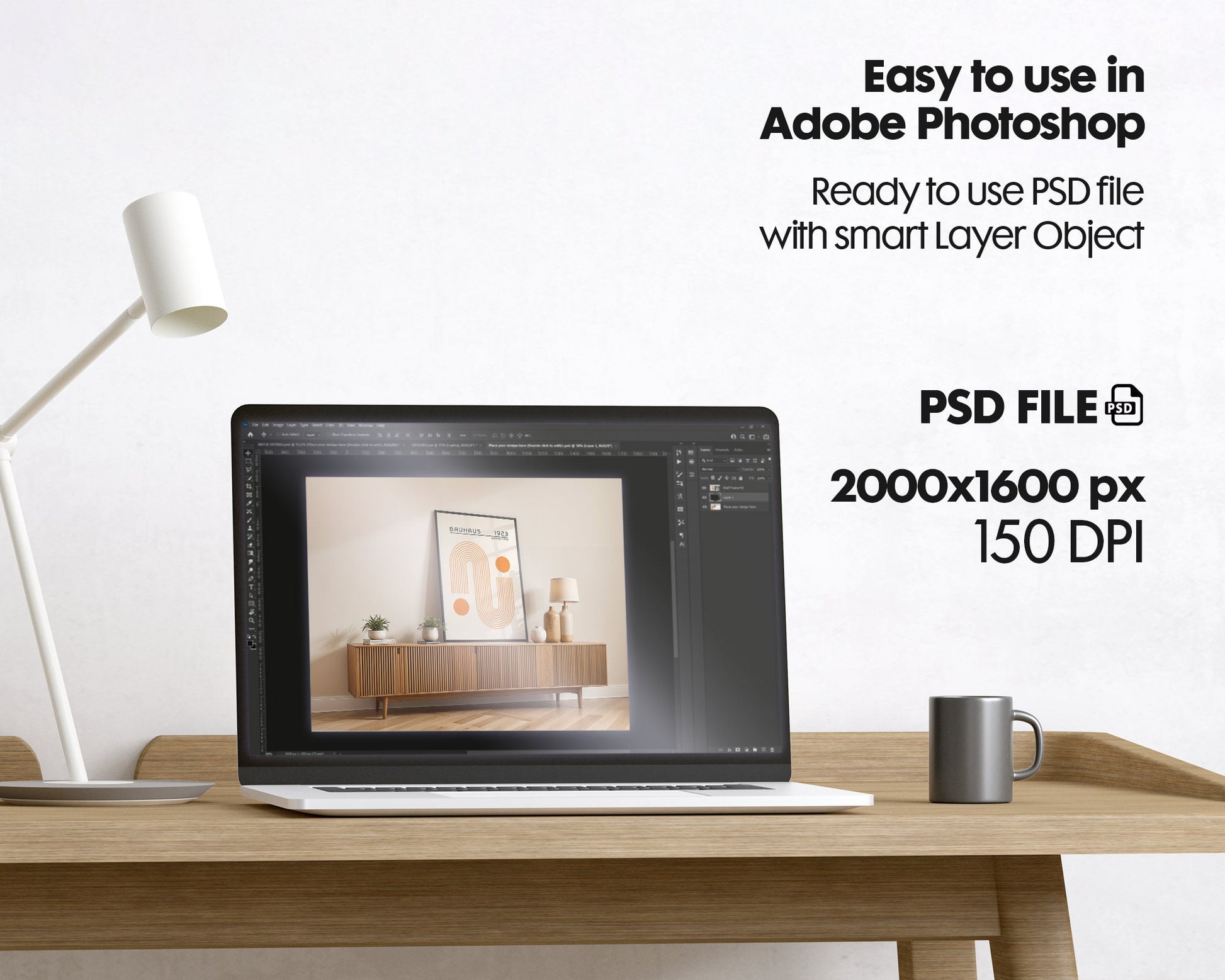 Artwork Mockup PSD | Framed Poster Mockup. DIN A Frame Mock–Up | PSD Photoshop Photopea Mockup. Frame Mockup Home Interior