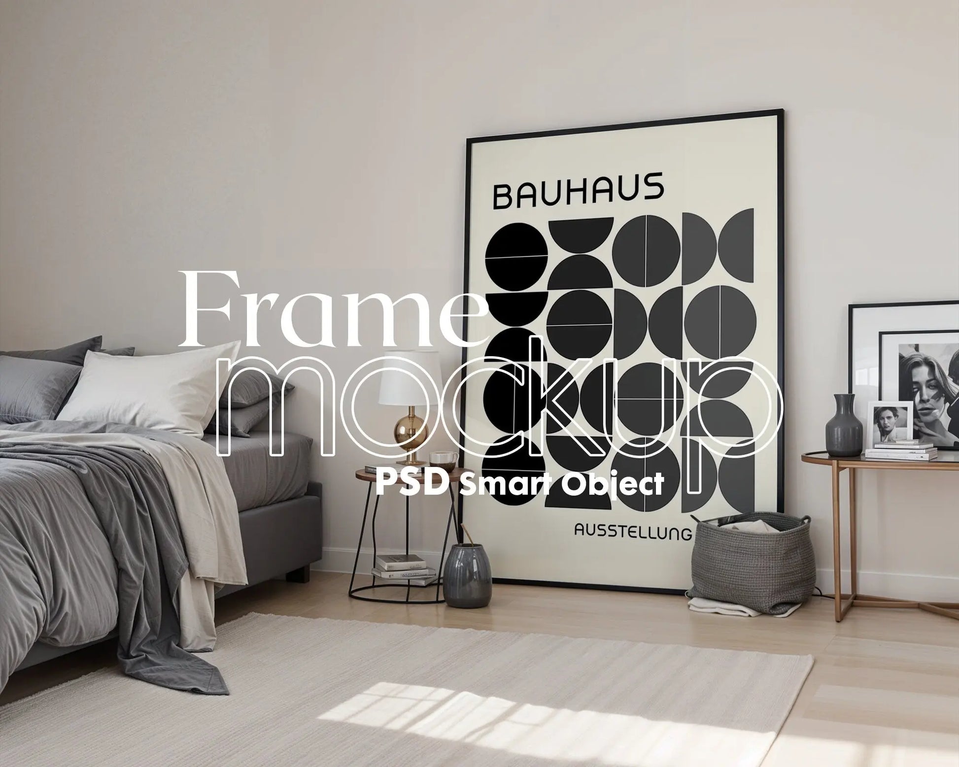 Artwork Mockup PSD | Framed Poster Mockup. DIN A Frame Mock–Up | PSD Photoshop Photopea Mockup. Frame Mockup Home Interior