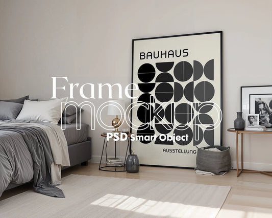 Artwork Mockup PSD | Framed Poster Mockup. DIN A Frame Mock–Up | PSD Photoshop Photopea Mockup. Frame Mockup Home Interior