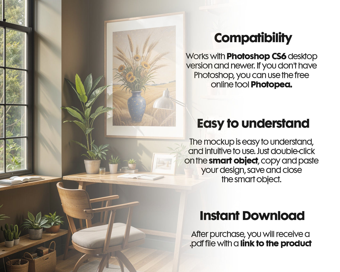 Frame Mockup in Home Interior PSD | Frame Mockup Frames | Interior Wall Poster | Interior Poster Shop Mockup