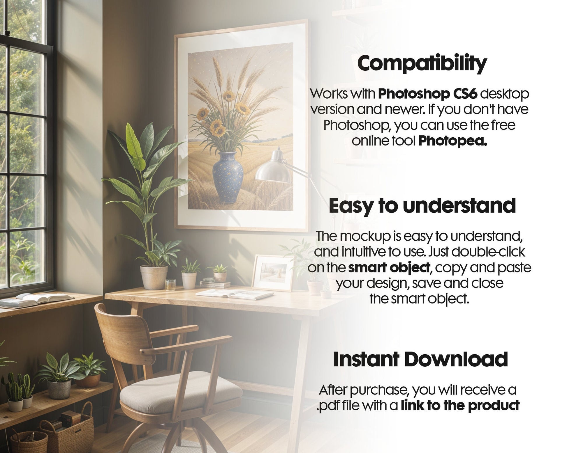 Frame Mockup in Home Interior PSD | Frame Mockup Frames | Interior Wall Poster | Interior Poster Shop Mockup