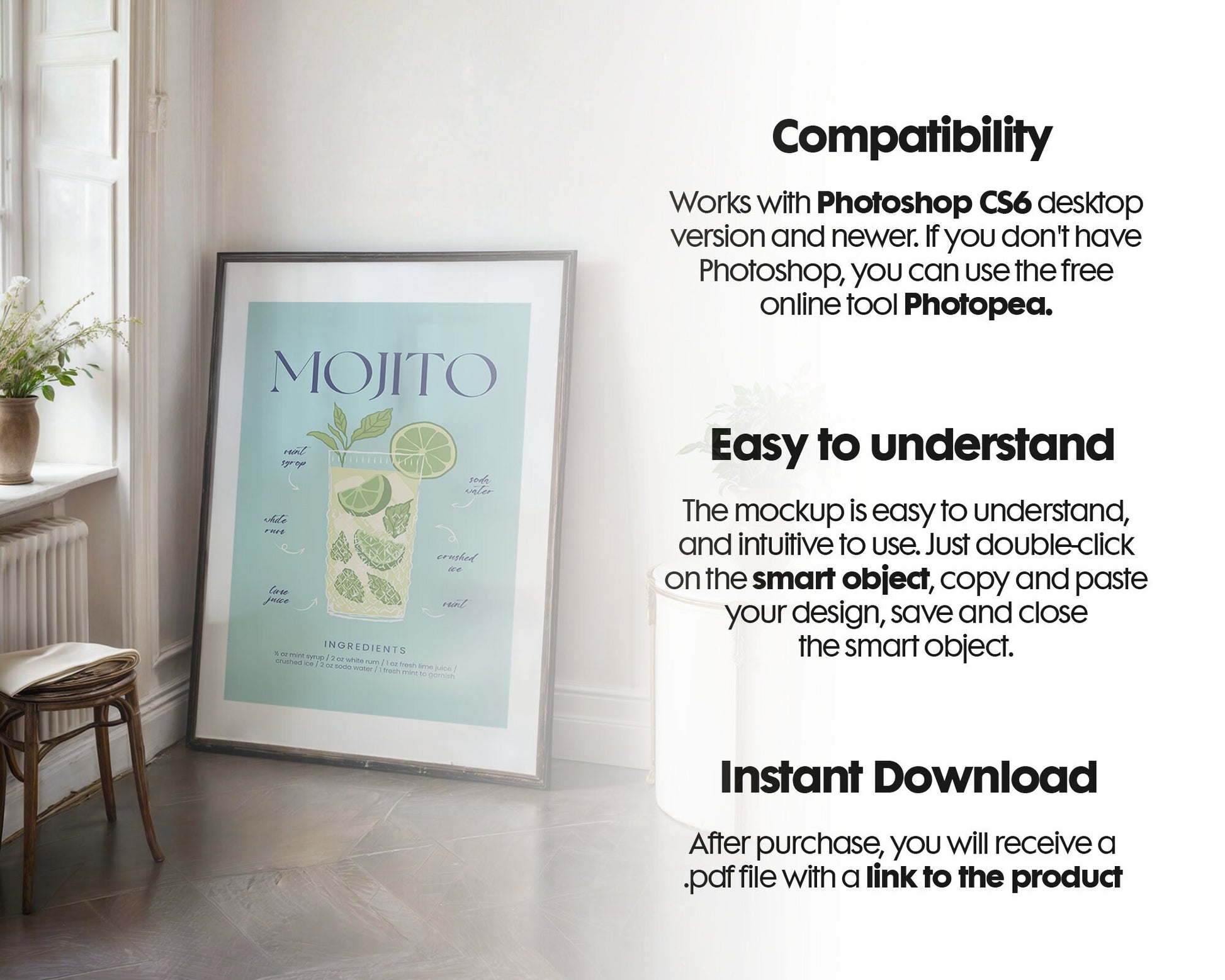 Frame Mockup in Home Interior | Frame Mockup Frames | Interior Wall Poster | Interior Poster Shop Mockup