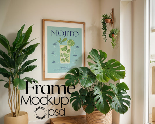 Frame Mockup in Home Interior | Frame Mockup Frames | Interior Wall Poster | Interior Poster Shop Mockup