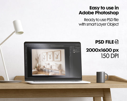 3 Frame Mockup in Home Interior PSD | 3 Frame Mockup Frames | Interior Wall Poster | Interior Poster Shop Mockup