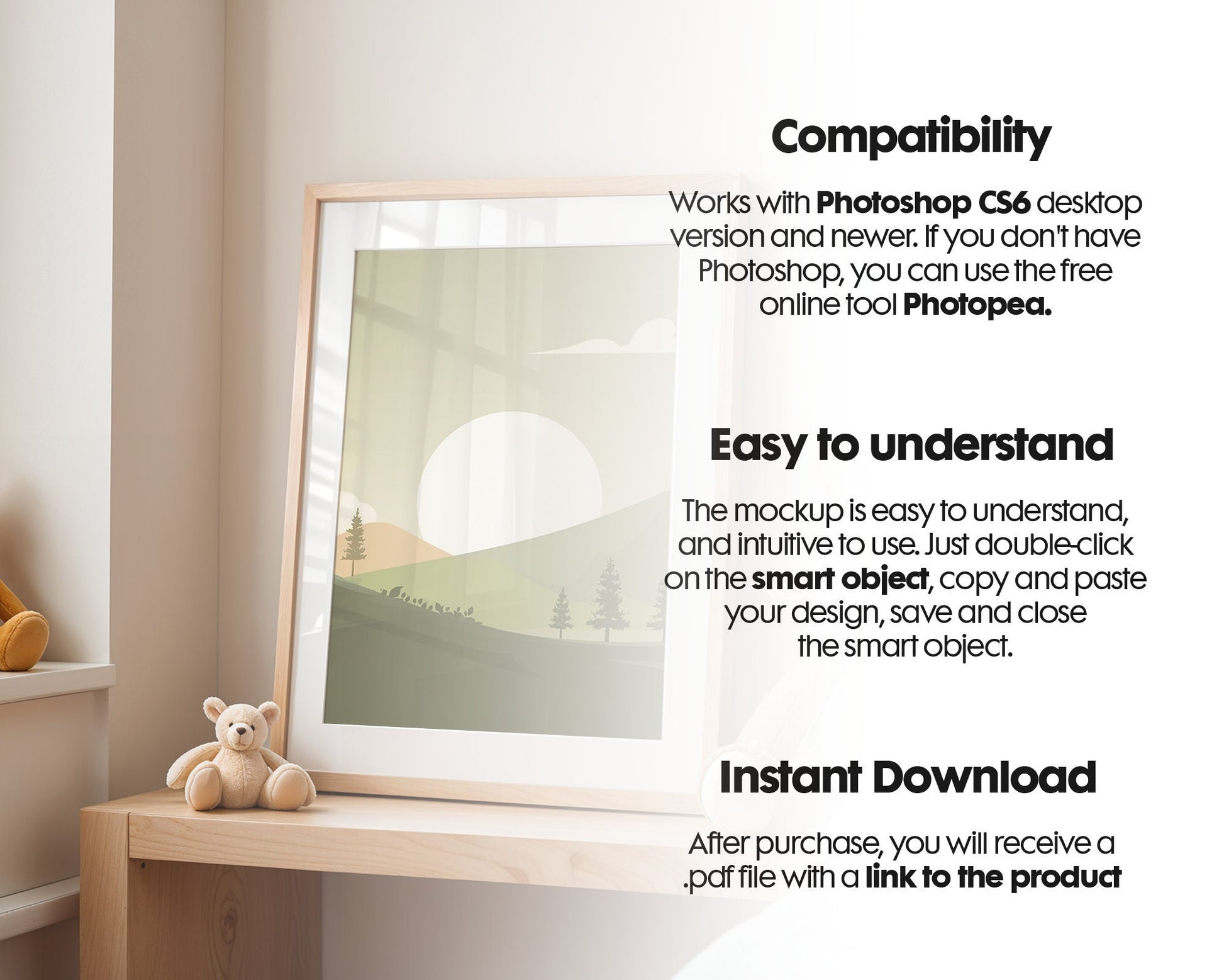 Frame Nursery Mockup in Home Interior PSD | Nursery Frame Mockup Frames | Nursery Wall Poster | Poster Shop Mockup