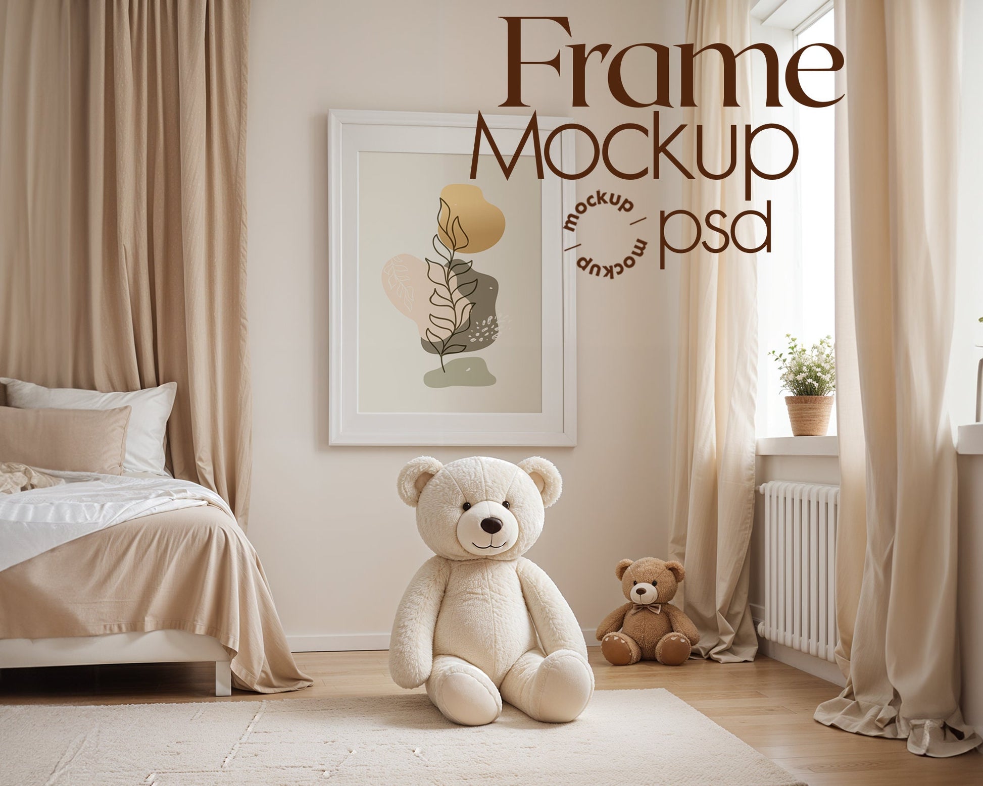 Frame Nursery Mockup in Home Interior PSD | Nursery Frame Mockup Frames | Nursery Wall Poster | Poster Shop Mockup