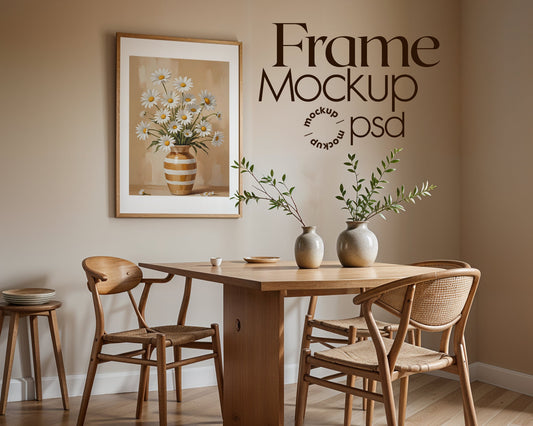 Kitchen Frame Poster Mockup PSD | Minimal Kitchen Frame Mockup Boho Interior | Poster Mockup Templete PSD