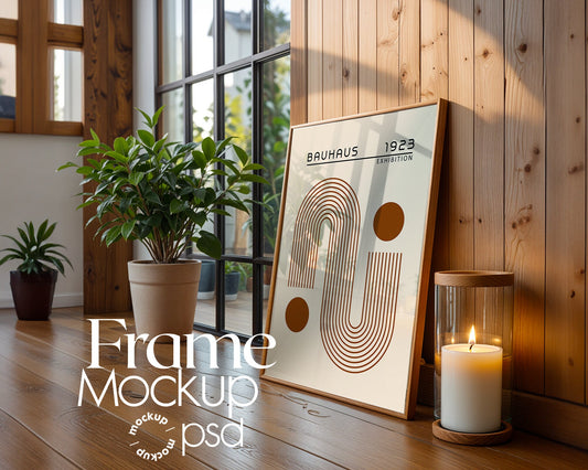 Vertical Frame Mockup in Home Interior | Frame Mockup Frames | Interior Poster Mockup PSD | Interior Poster Shop Mockup