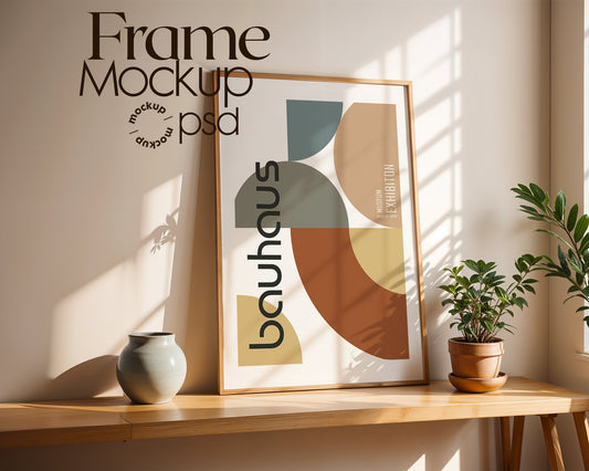 Vertical Frame Mockup in Home Interior | Boho Interior Frame Mockup PSD | Interior Poster Mockup PSD