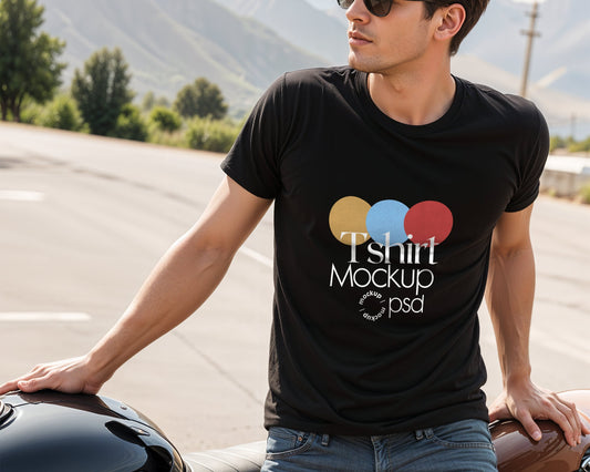 Male Model Black Tshirt Mockup PSD , Gildan T-shirt Mockup PSD , Gildan 64000 Model Mockup PSD, Black Shirt Mockup