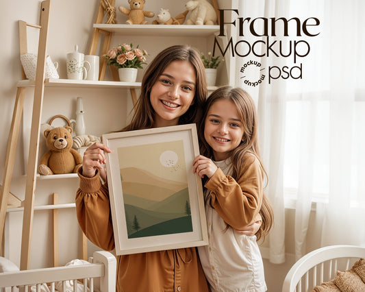 Frame Nursery Mockup in Home Interior PSD | Nursery Frame Mockup Frames | Nursery Wall Poster | Poster Shop Mockup