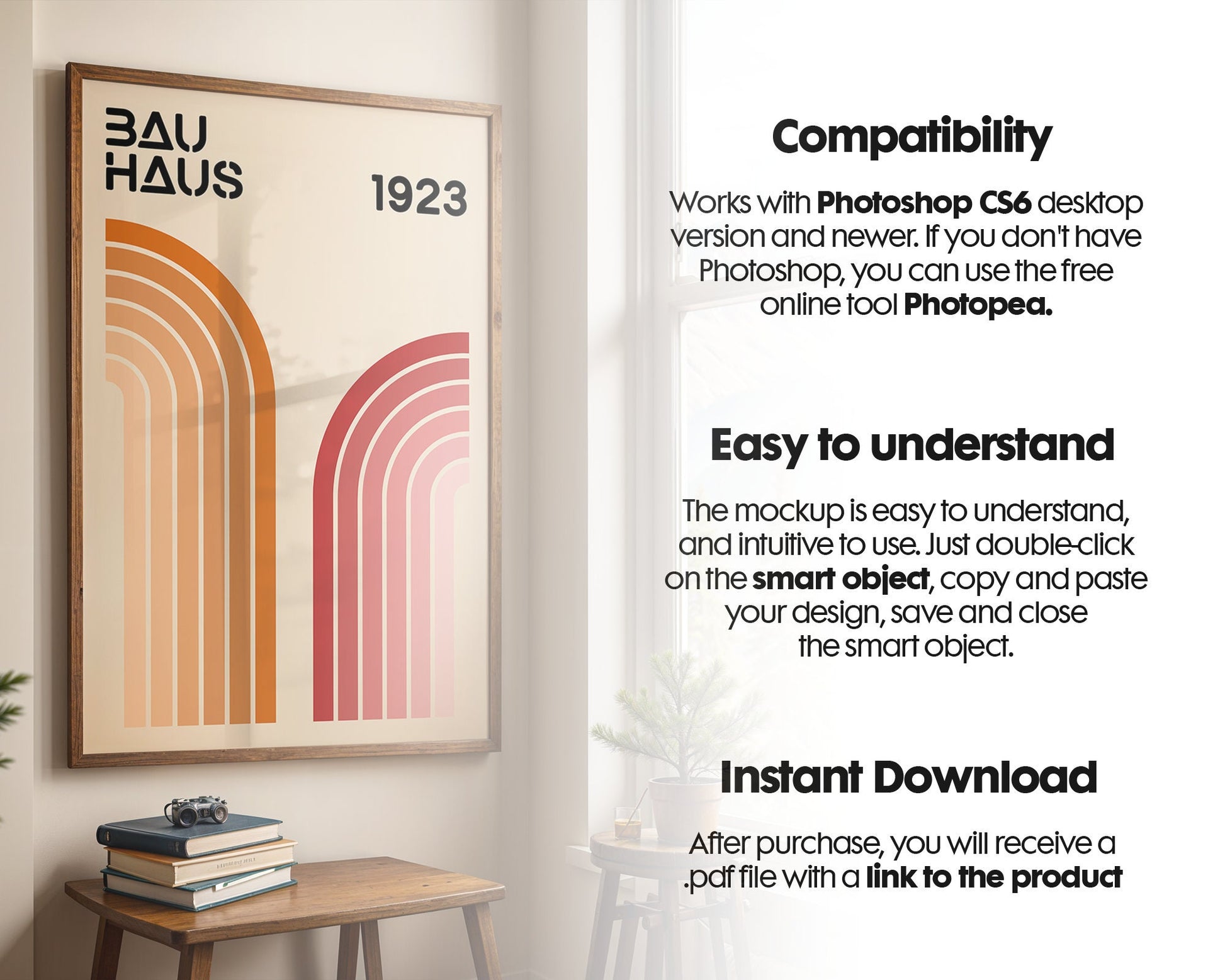 Artwork Mockup PSD | Framed Poster Mockup. DIN A Frame Mock–Up | PSD Photoshop Photopea Mockup. Frame Mockup Home Interior