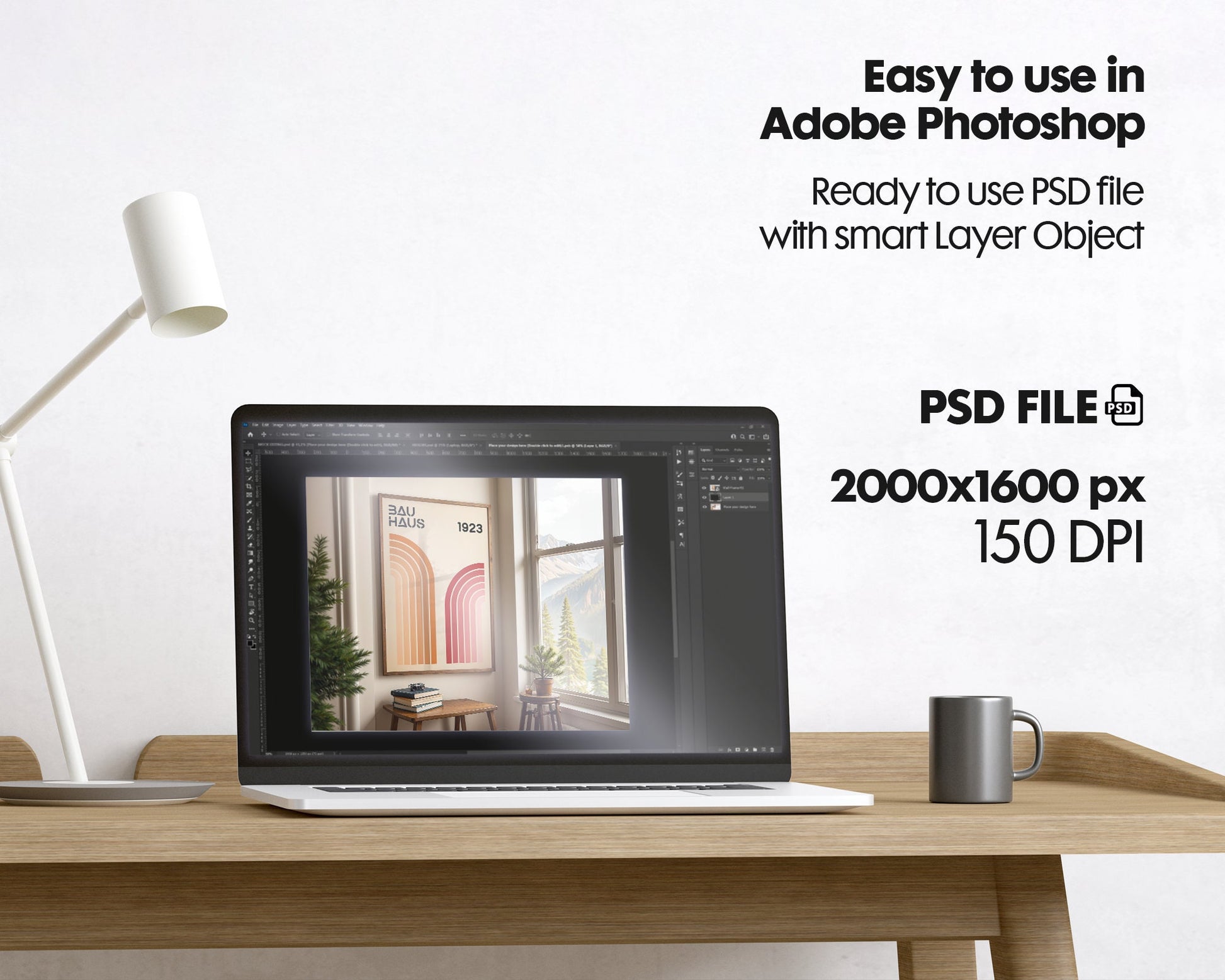 Artwork Mockup PSD | Framed Poster Mockup. DIN A Frame Mock–Up | PSD Photoshop Photopea Mockup. Frame Mockup Home Interior