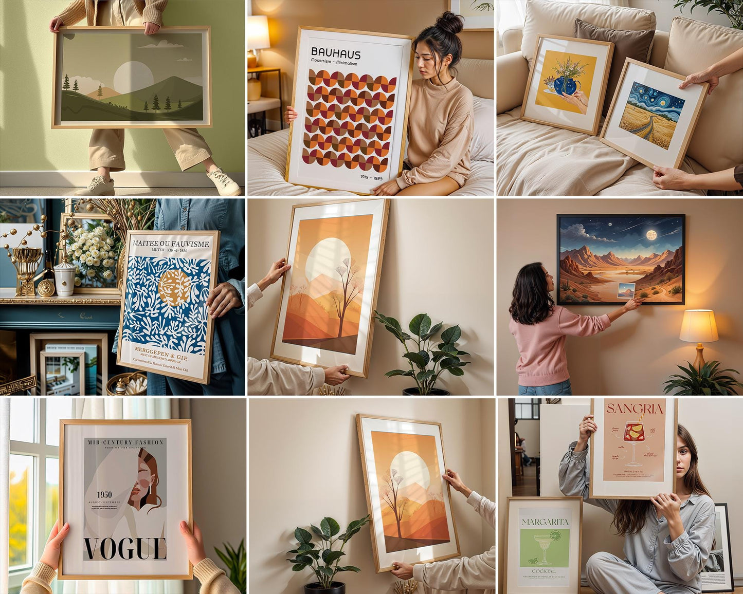 15 Woman Holding Frame Mockup PSD Bundle, Female Model Display Frames, Digital Art Mockups for Art & Photography