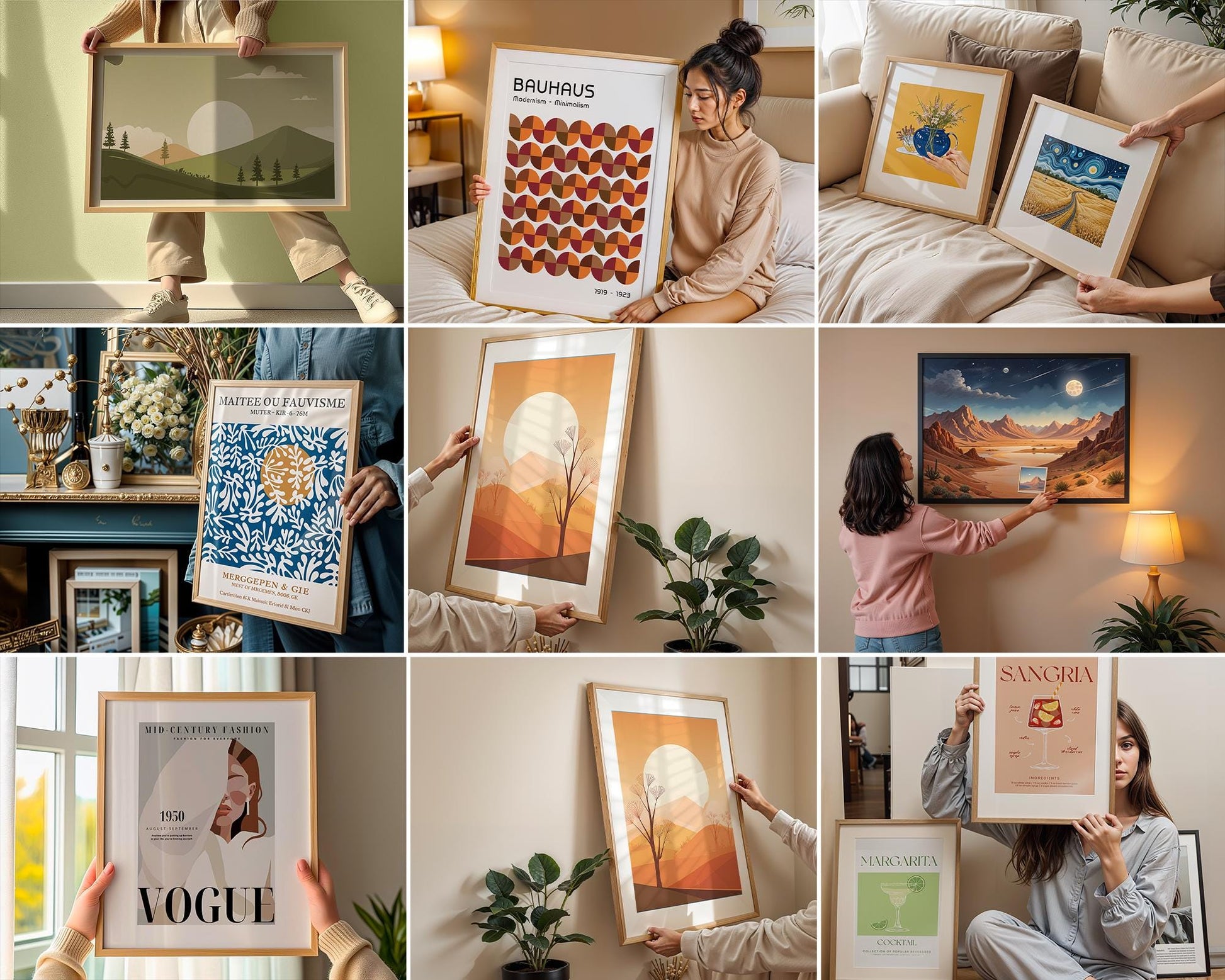15 Woman Holding Frame Mockup PSD Bundle, Female Model Display Frames, Digital Art Mockups for Art & Photography