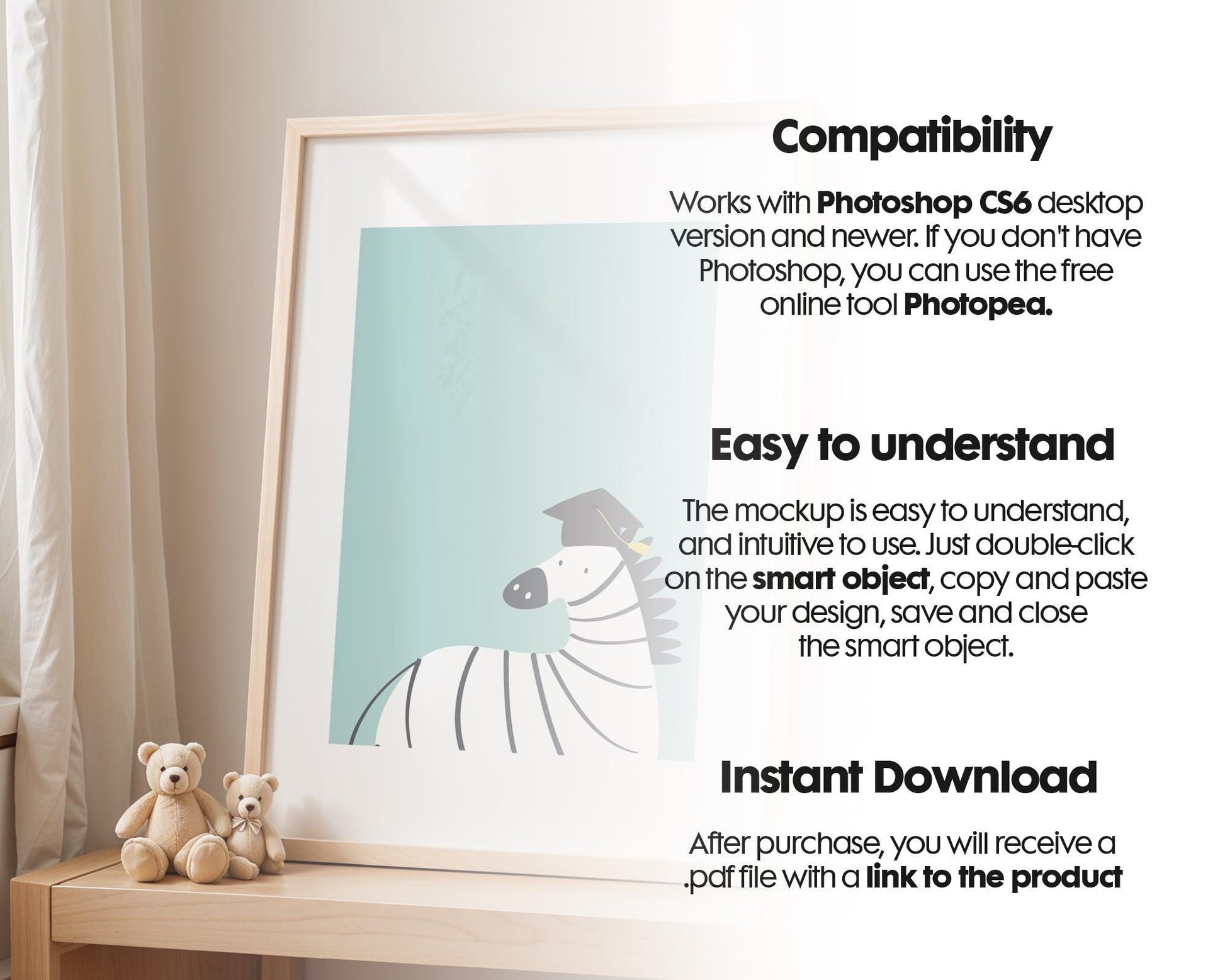 Frame Nursery Mockup in Home Interior PSD | Nursery Frame Mockup Frames | Nursery Wall Poster | Poster Shop Mockup