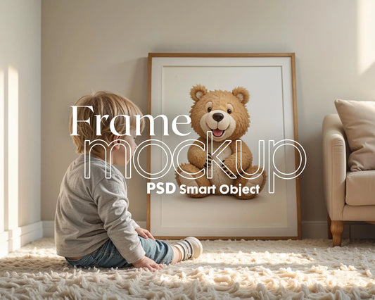Frame Nursery Mockup in Home Interior PSD | Nursery Frame Mockup Frames | Nursery Wall Poster | Poster Shop Mockup