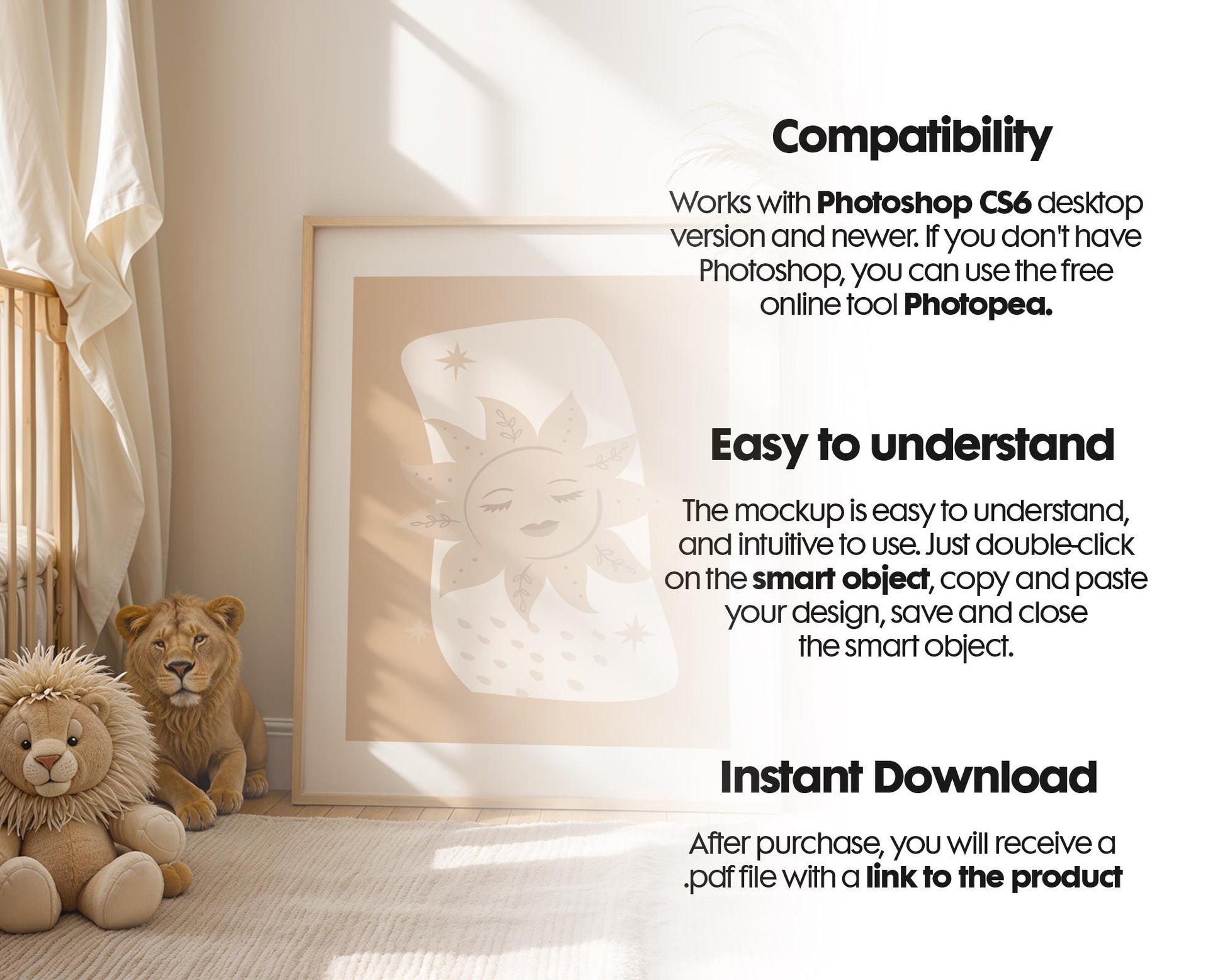 Frame Nursery Mockup in Home Interior PSD | Nursery Frame Mockup Frames | Nursery Wall Poster | Poster Shop Mockup