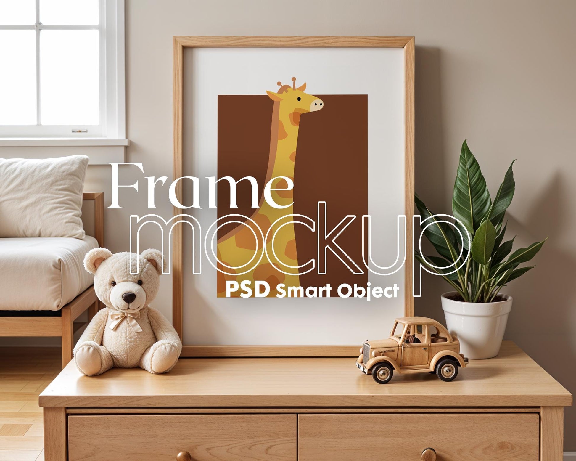 Frame Nursery Mockup in Home Interior PSD | Nursery Frame Mockup Frames | Nursery Wall Poster | Poster Shop Mockup
