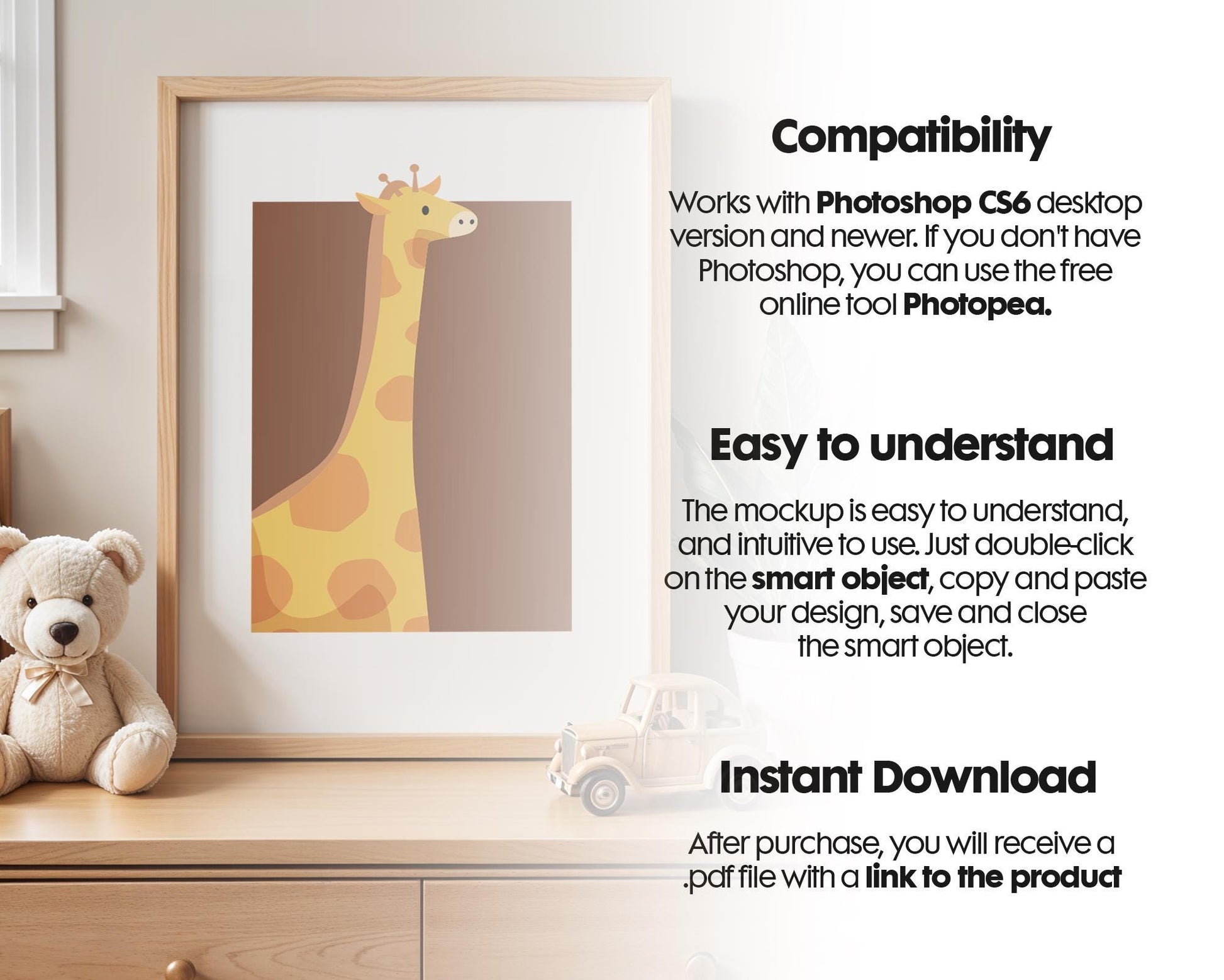 Frame Nursery Mockup in Home Interior PSD | Nursery Frame Mockup Frames | Nursery Wall Poster | Poster Shop Mockup