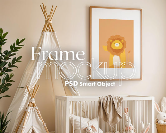 Frame Nursery Mockup in Home Interior PSD | Nursery Frame Mockup Frames | Nursery Wall Poster | Poster Shop Mockup