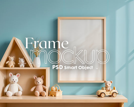 Frame Nursery Mockup in Home Interior PSD | Nursery Frame Mockup Frames | Nursery Wall Poster | Poster Shop Mockup