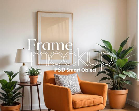 Boho Frame Mockup PSD, Scandinavian Wooden Frame Mockup, Poster Mockup PSD , Frame Mockup for Print, Frame Mockup Smart Object