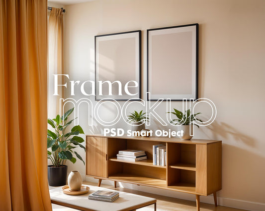 2 Black Frame Mockup PSD, Scandinavian Wooden Frame Mockup, Poster Mockup PSD , Frame Mockup for Print, Frame Mockup Smart Object