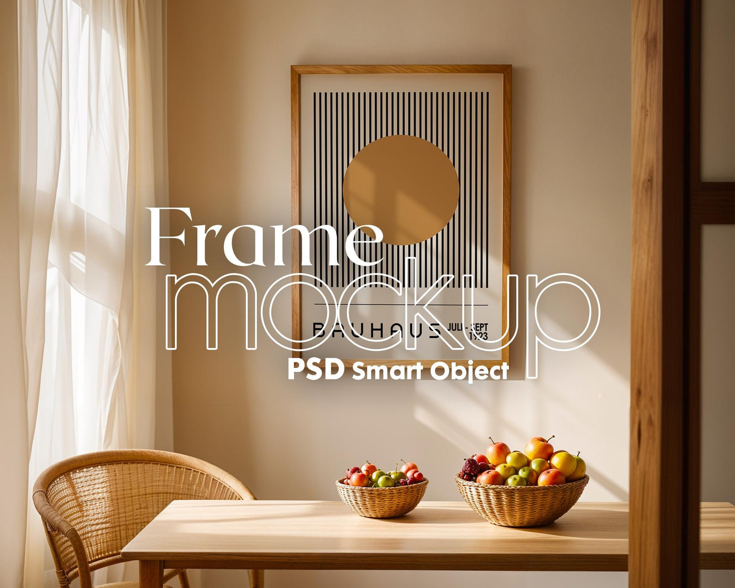 Kitchen Frame Poster Mockup PSD | Minimal Kitchen Frame Mockup Boho Interior | Poster Mockup Templete PSD