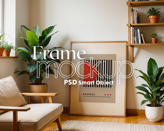 Boho Frame Mockup PSD, Scandinavian Wooden Frame Mockup, Poster Mockup PSD , Frame Mockup for Print, Frame Mockup Smart Object