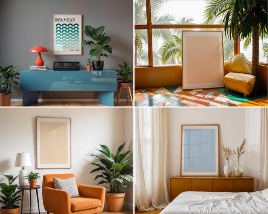 15 Frames Mockup PSD Bundle Set, Boho Style Frame Mockup Bundle, Minimal Frame Mockups, Mid Century Modern Templates, PSD Files Collection