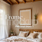 Frame Mockup in Bedroom, ISO A DIN Ratio, Thin Wood Frame, PSD Mockup, Frame Mockup Minimal Home Interior