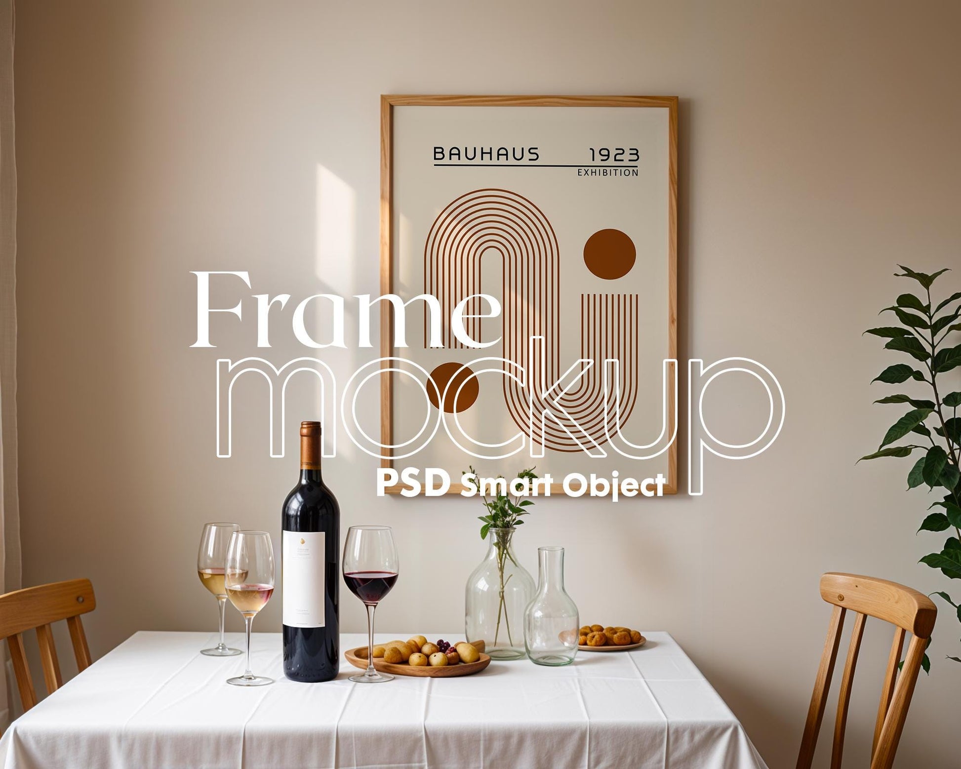 Boho Frame Mockup PSD, Scandinavian Wooden Frame Mockup, Poster Mockup PSD , Frame Mockup for Print, Frame Mockup Smart Object