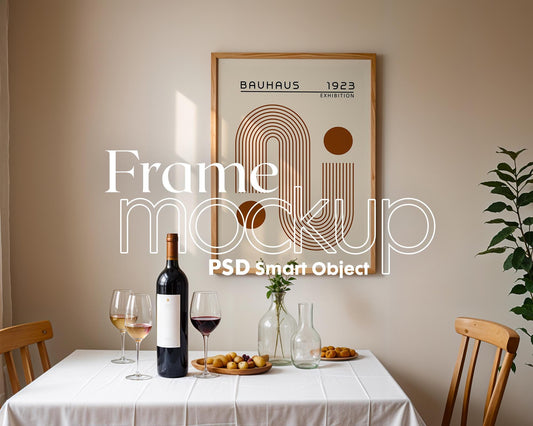 Boho Frame Mockup PSD, Scandinavian Wooden Frame Mockup, Poster Mockup PSD , Frame Mockup for Print, Frame Mockup Smart Object