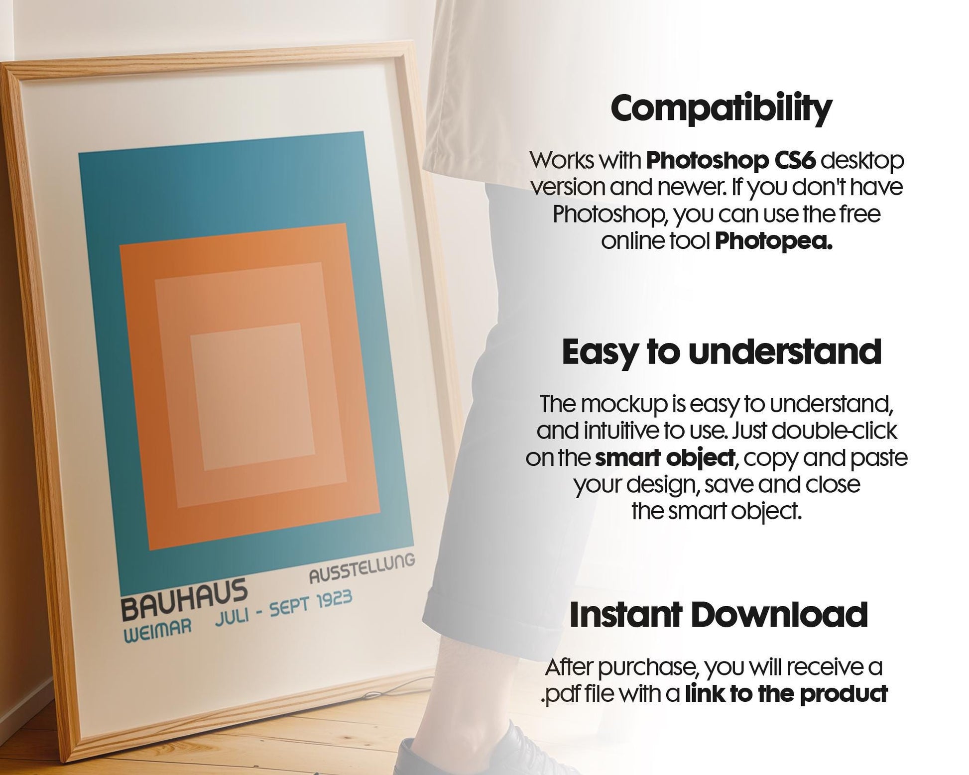 Soft Aesthetic Interior Frame Mockup | ISO A DIN Ratio | Thin Wood Frame | PSD Mockup | Frame Mockup Midcentury Minimal Home Interior