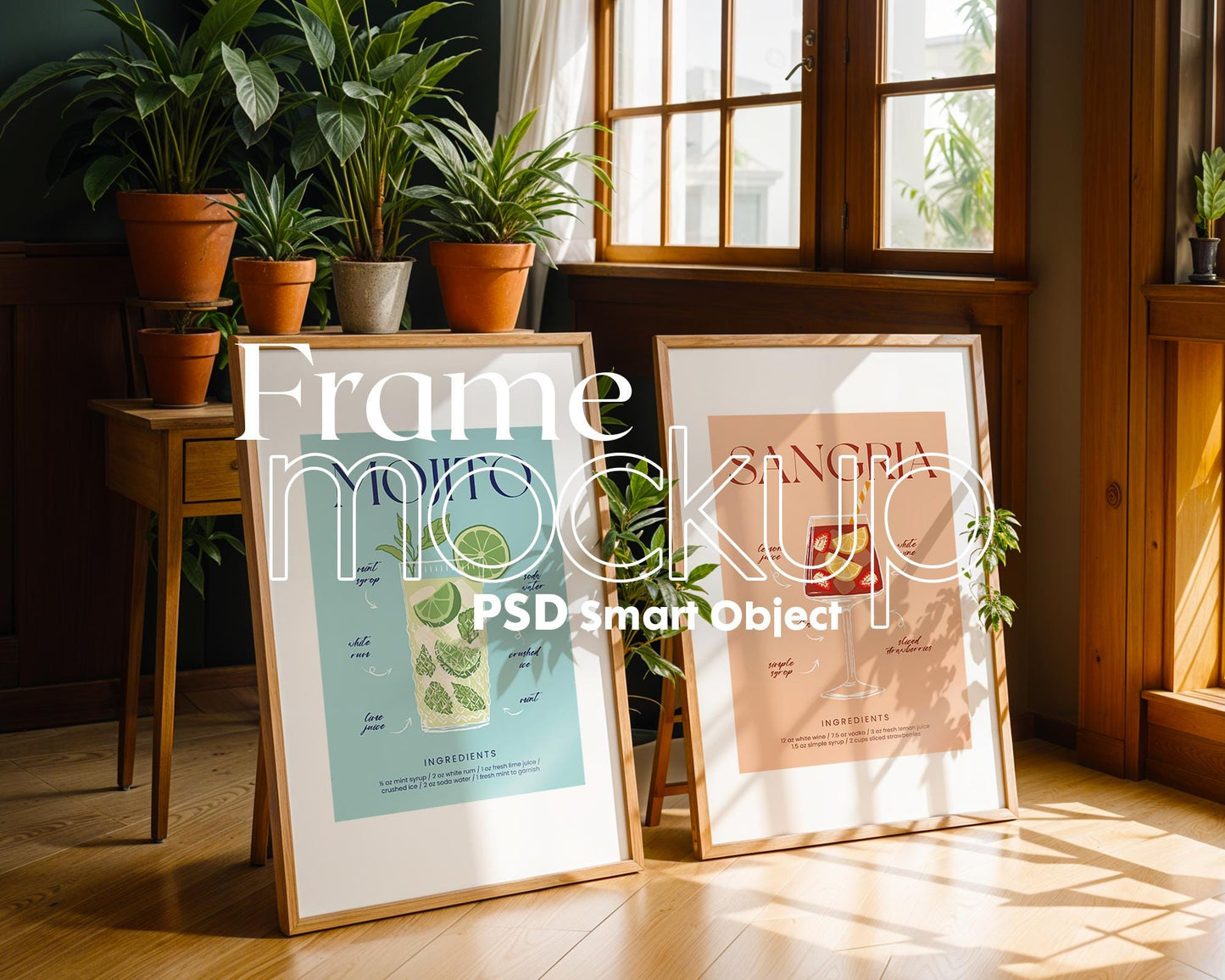 2 Frames Mockup PSD, Mockup Frames, Double Frames Mockup, Set of 2 Mock Up, Wall Art Display, Poster Mockup, Interior Wall Poster Mockup PSD