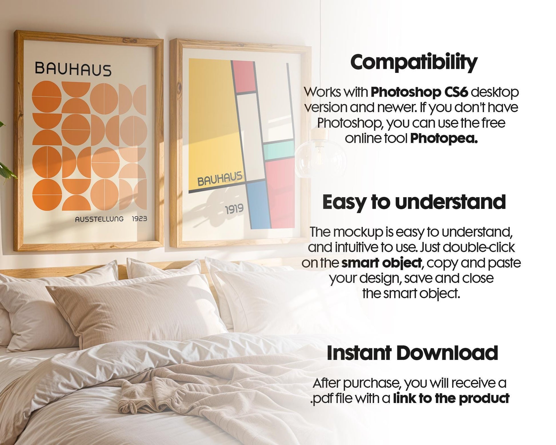 2 Frames Bedroom Mockup PSD, Mockup Frames, Double Frames Mockup, Set of 2 Mock Up, Wall Art Display, Poster Mockup, Poster Mockup PSD