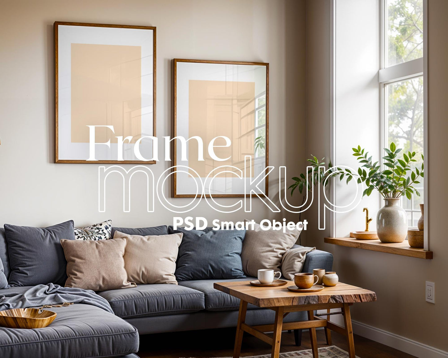 2 Frames Mockup PSD, Mockup Frames, Double Frames Mockup, Set of 2 Mock Up, Wall Art Display, Poster Mockup, Interior Wall Poster Mockup PSD