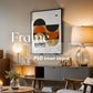 Soft Aesthetic Interior Frame Mockup | ISO A DIN Ratio | Thin Wood Frame | PSD Mockup | Frame Mockup Midcentury Minimal Home Interior