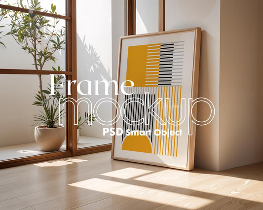 Artwork Mockup PSD | Framed Poster Mockup. DIN A Frame Mock–Up | PSD Photoshop Photopea Mockup. Frame Mockup Home Interior