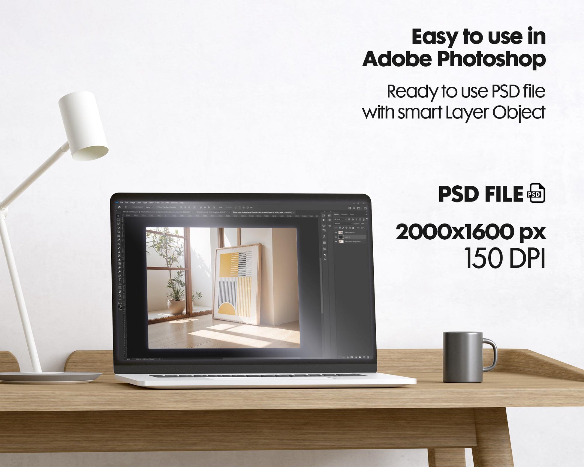 Artwork Mockup PSD | Framed Poster Mockup. DIN A Frame Mock–Up | PSD Photoshop Photopea Mockup. Frame Mockup Home Interior
